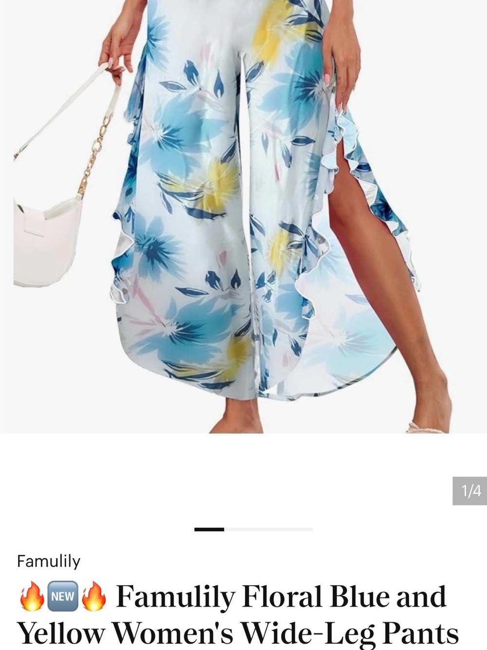 🔥🆕🔥 Famulily Floral Blue and Yellow Women's Wide-Leg Pants